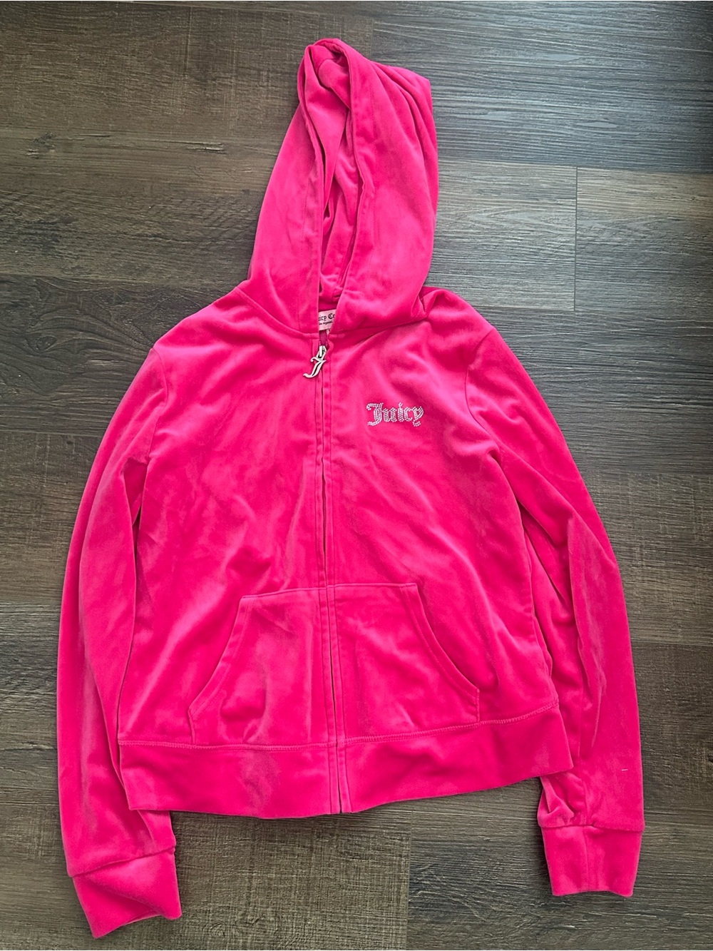 Juicy Couture Hot Pink Velour Zip Hoodie and Straight leg pants